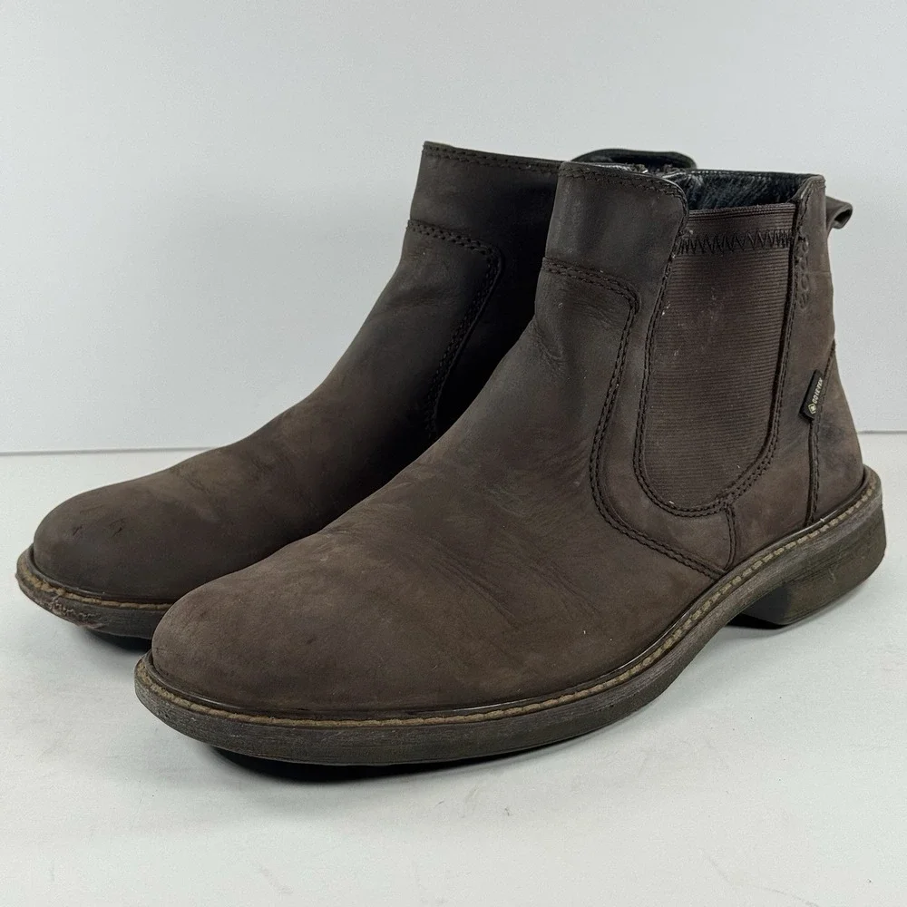 Ecco‎ Turn GTX  Brown Leather Casual Classic Side Zip Chukka Boots Men's Size 6